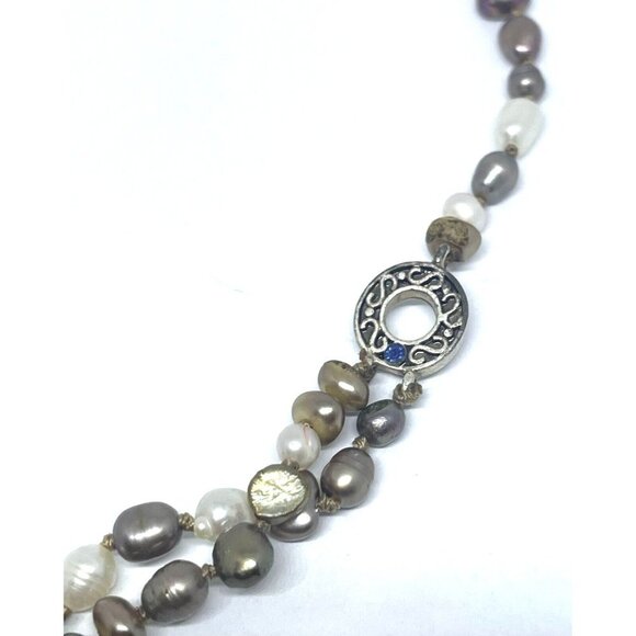 Real Pearl Flower Pendant Necklace Multicolor Lobster Closure 15.5 to 17 Inch - Picture 4 of 6